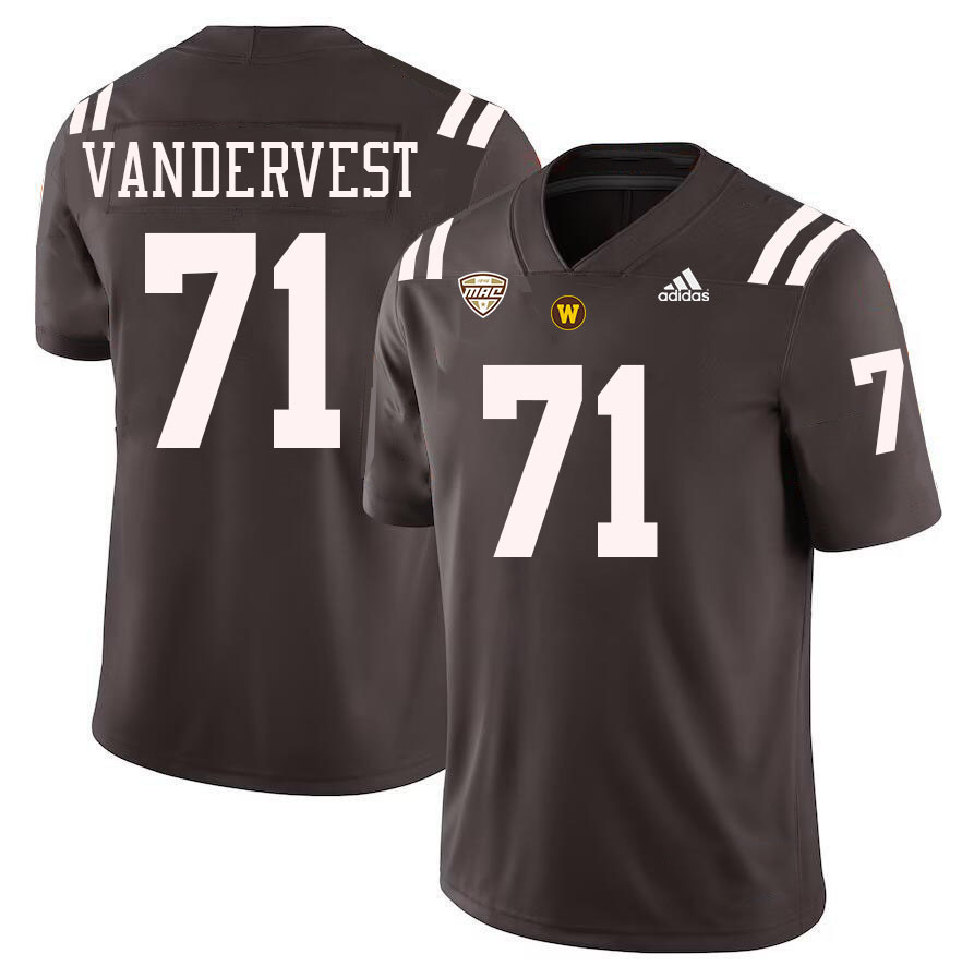 #71 Adam Vandervest Western Michigan Broncos College Football Jerseys Stitched-Brown